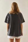 Antrasit Bisiklet Yaka Baskılı Oversize T-Shirt BC241098