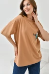 Bisküvi Bisiklet Yaka İki İplik Sırtı Baskılı Oversize T-Shirt BC241126