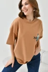 Bisküvi Bisiklet Yaka İki İplik Sırtı Baskılı Oversize T-Shirt BC241126