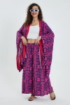 Fuşya Desenli Alt Üst Kimono Pantolon Takım BCVL-24951