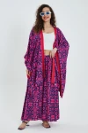 Fuşya Desenli Alt Üst Kimono Pantolon Takım BCVL-24951