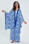 Mavi Desenli Alt Üst Kimono Pantolon Takım BCVL-24951