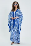 Mavi Desenli Alt Üst Kimono Pantolon Takım BCVL-24951