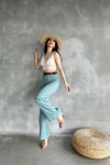 Mint Beli Kemerli Keten Pantolon BCDF-241103