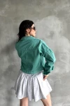 Mint Çift Cepli Crop Yıkamalı Denim Ceket BCDF-235401