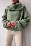 Mint Geniş Yaka Welsoft Peluş Sweatshirt BC231022