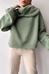 Mint Geniş Yaka Welsoft Peluş Sweatshirt BC231022