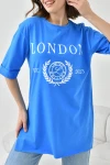 Saks Bisiklet Yaka Oversize London Baskılı T-Shirt BC241123