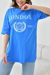 Saks Bisiklet Yaka Oversize London Baskılı T-Shirt BC241123