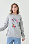 Grimelanj Bisiklet Yaka Baskılı 2 İplik Sweatshirt BC24YG1084-3