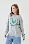 Grimelanj Bisiklet Yaka Baskılı 2 İplik Sweatshirt BC24YG1084-1