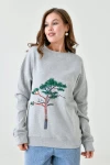 Grimelanj Bisiklet Yaka Baskılı 2 İplik Sweatshirt BC24YG1084-2