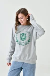 Grimelanj Bisiklet Yaka Baskılı 2 İplik Sweatshirt BC24YG1084-1