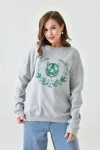 Grimelanj Bisiklet Yaka Baskılı 2 İplik Sweatshirt BC24YG1084-1