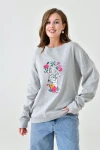 Grimelanj Bisiklet Yaka Baskılı 2 İplik Sweatshirt BC24YG1084-3